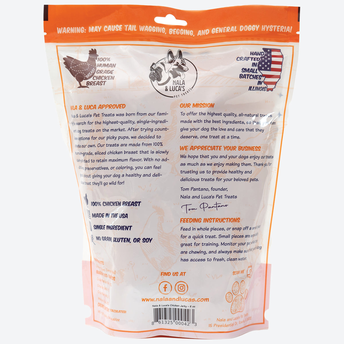 Nala And Luca's Chicken Jerky 8oz - 