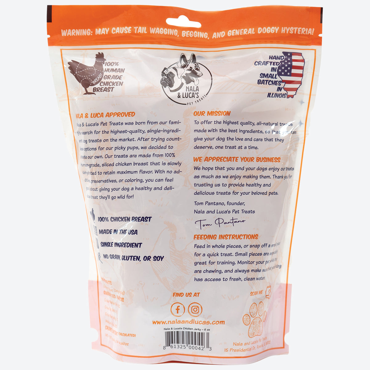 Nala And Luca's Chicken Jerky 8oz - "The 1 Pack"